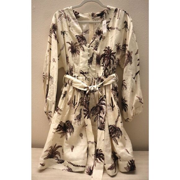 Banana Republic 849578-04 Women's Sz XS Beige Safari Landscape Linen Dress - Picture 1 of 15